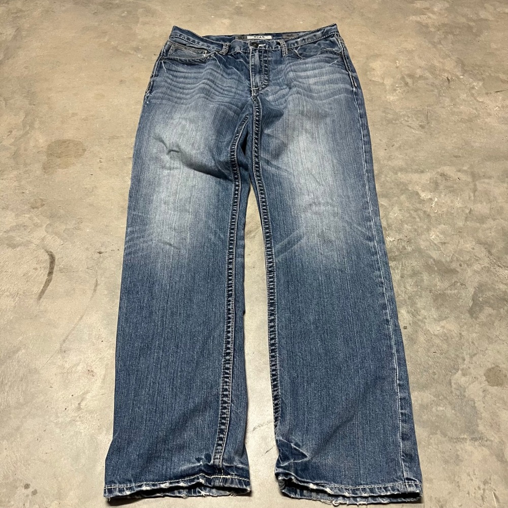 BKE Ryan Straight Leg Jeans Mens 34x32L Medium Wash Denim ABM3000